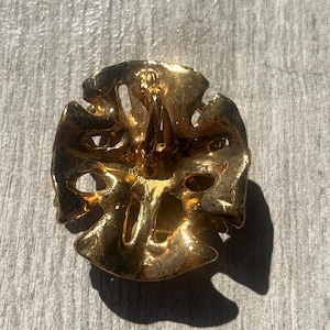 Vintage Organic Freeform Gold-Tone Brutalist Brooch