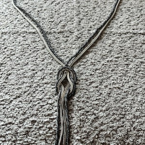 Vintage Silver Tone Knot Tassel Necklace