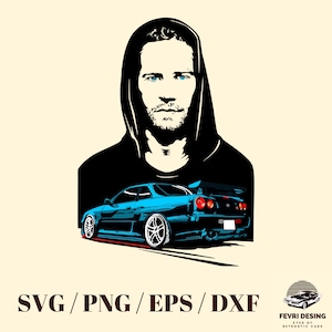 Fast and Furious,Paul Walker ,fast car, Vector Illustration | svg, dxf, eps, png Files