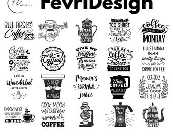 Funny Coffee Lover PNG Bundle 2 Cup Clipart Graphics Bundle (Digital Download)