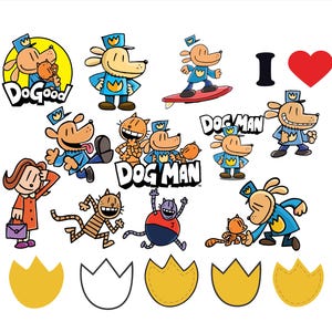 Dog Man svg and png bundle files for cricut sublimation, 2025 party decor, Cake Topper, Birthday Party shirt, kids tumbler, mug and more