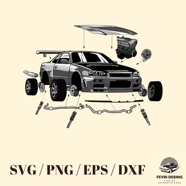 Automotive Art, Custom Car Art, Car Lovers Gift, Sport Car Assembly | svg, dxf ,eps, png |