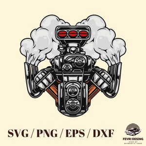 V8 Car Engine SVG Sticker | Car Lover Gift | Vinyl Decal for Laptop, Car, Window, etc.