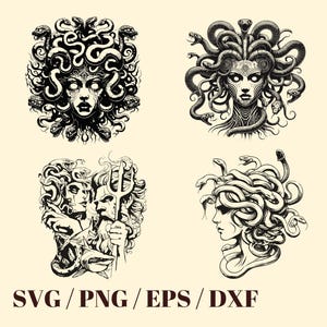 Medusa svg file, medusa png, medusa tattoo svg, medusa vector, greek mythology svg, medusa head clipart, greek goddess svg, snake head. SVG