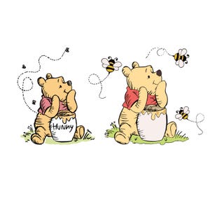 Classic Winnie The Pooh PNG Clipart Bundle, Printable, Boy Birthday Instant Digital Download, Vintage Pooh Baby Shower, Image PNG Bundle