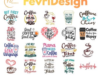 Funny Coffee Lover PNG Bundle Cup Clipart Graphics Bundle (Digital Download)