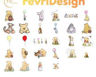 Classic Winnie The Pooh Clipart Bundle 3 Bundle (Digital Download)