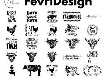 Farm Animal Clipart Barnyard Friends for Baby Shower (SVG, PNG) Bundle (Digital Download)