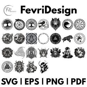 Viking SVG PNG Bundle, Norse Gods, Celtic Knots Vector Files