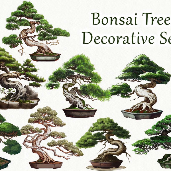 Bonsai Tree Clipart. Tropical Clipart. Bonsai Shrines Clipart. Watercolor Bonsai, Little Tree. Watercolour Zen Bonsai Plants Clipart. PNG