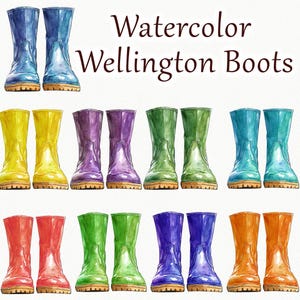 Boots Watercolor clipart. Wellington Boot clipart. Rain boots clipart. Watercolor Boots clip art. Kids wellies Clipart