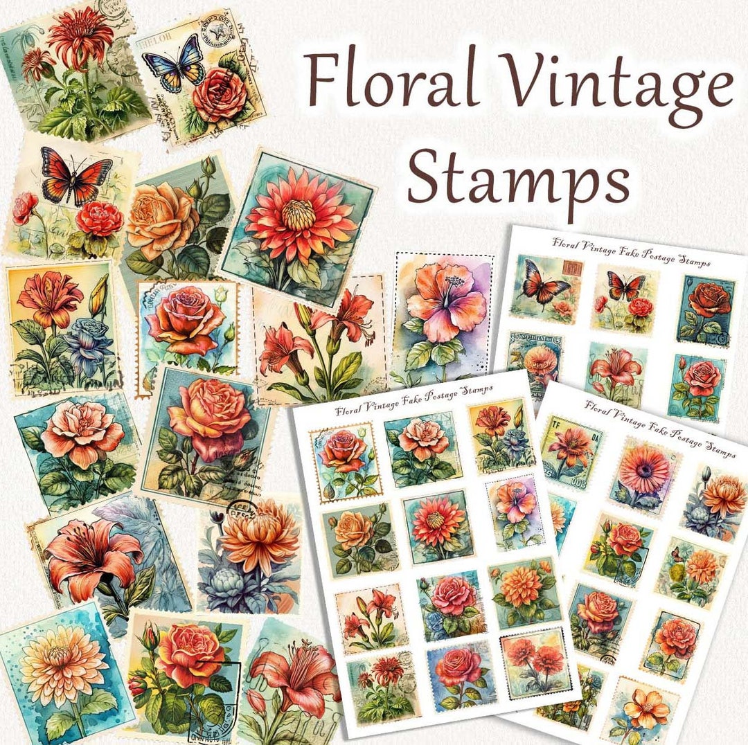 Floral Vintage Stamp Clipart Vintage Stamps 33pc PNG Floral Clipart Floral Vintage Stamp Clipart Vintage Stamps 33pc PNG Floral Clipart