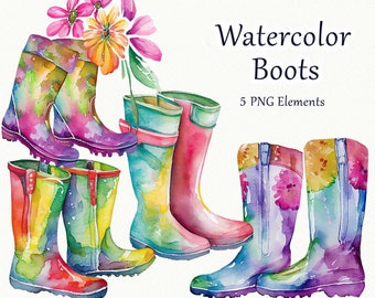 Boots Watercolor clipart. Wellington Boot clipart. Rain boots clipart. Watercolor Boots clip art. Watercolor Clipart