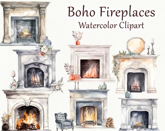 Fireplace Watercolor Clipart. Vintage Fireplace Clipart. Christmas Fireplace. Cozy Fireplace Illustration. Farmhouse clipart. Cozy House