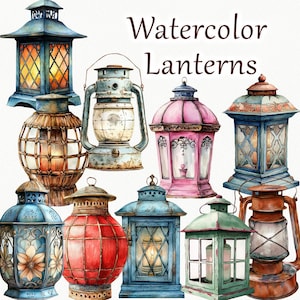 Lantern clipart. Watercolor Farmhouse rustic lantern illustration. Vintage Watercolor Clipart . Gardening. Cottage core clipart PNG