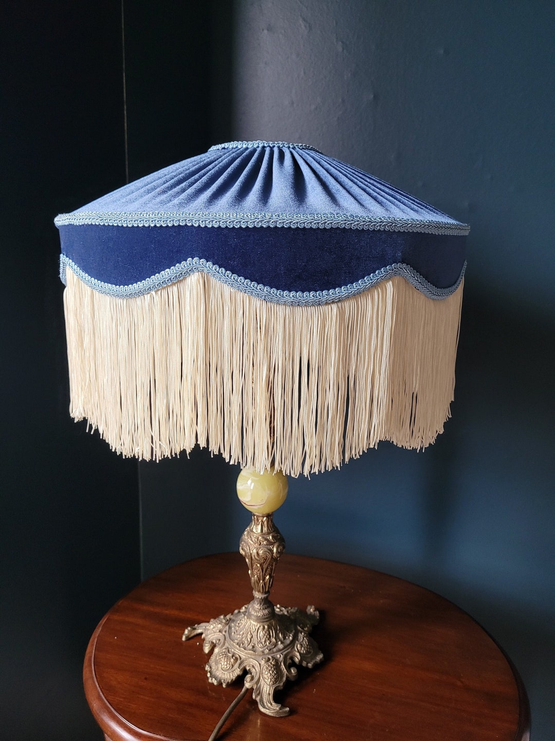 Victorian Velvet Lampshade, Velvet Lampshade,blue Lampshade,handmade ...