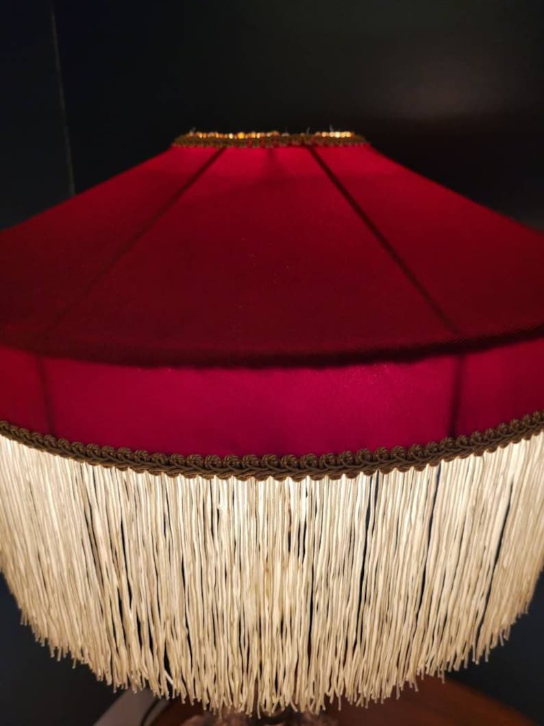 Red Victorian Lampshade, Handsewn, Handmade Lampshade, Downton Abbey ...