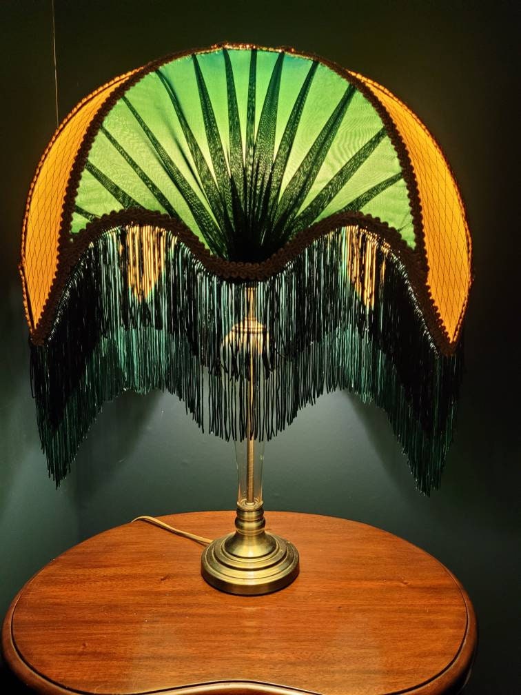 Silk Lampshade Victorian Lampshade Green Lamp Vintage Etsy