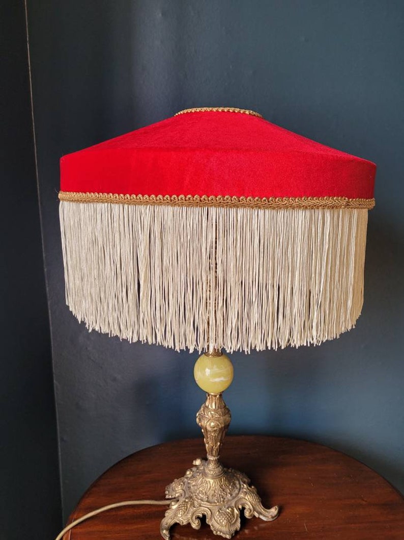 Red Victorian Lampshade, Handsewn, Handmade Lampshade, Downton Abbey ...