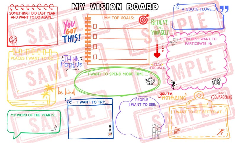 Printable Family Vision Board Template | Goal Setting for Kids and ...