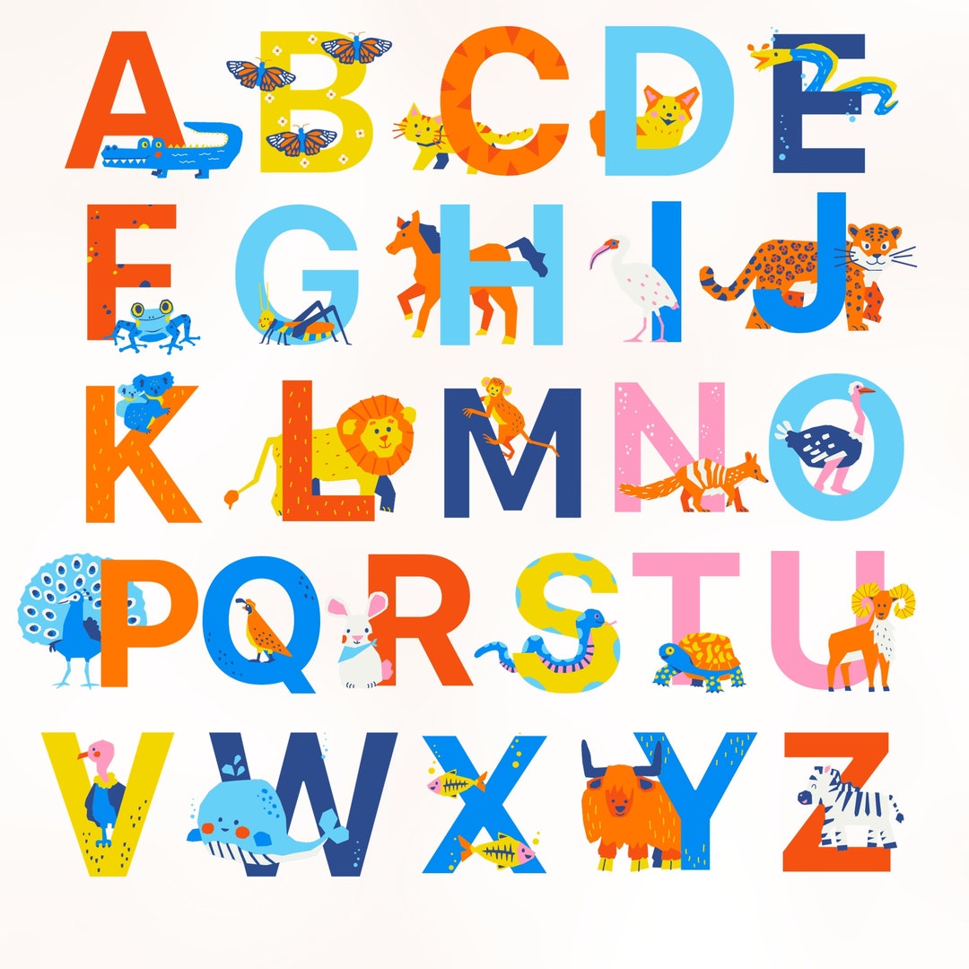 Animal Alphabet SVG Printable Digital Alphabet Cute Letters Etsy