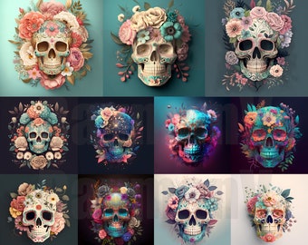 Ultimate Mexican Sugar Skull Collection For Print On: Poster, Canvas, Or Other Wall Art Material. Digital Instant Download.