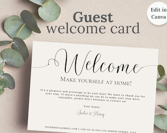 Welcome Card for Airbnb Short Term Rental Homes, Thank you for Staying Card for Guest, Thank You Card from Host, Hotel Guest Card, Wifi Card