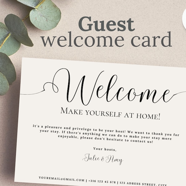 Carte de bienvenue pour les maisons de location à court terme Airbnb, carte de remerciement pour votre séjour, carte de remerciement de l'hôte, carte d'invité de l'hôtel, carte Wifi