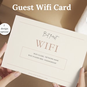 Wifi Sign Template for Guests, Airbnb Wifi Sign, Hotel Wifi Card, Guest Wifi Card, Editable Canva Template, Printable Wifi Card, Wifi Card