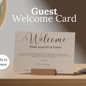 Carta di benvenuto per case in affitto a breve termine Airbnb, Carta di ringraziamento per il soggiorno per l'ospite, Carta di ringraziamento dell'host, Carta ospite dell'hotel, Carta Wi-Fi