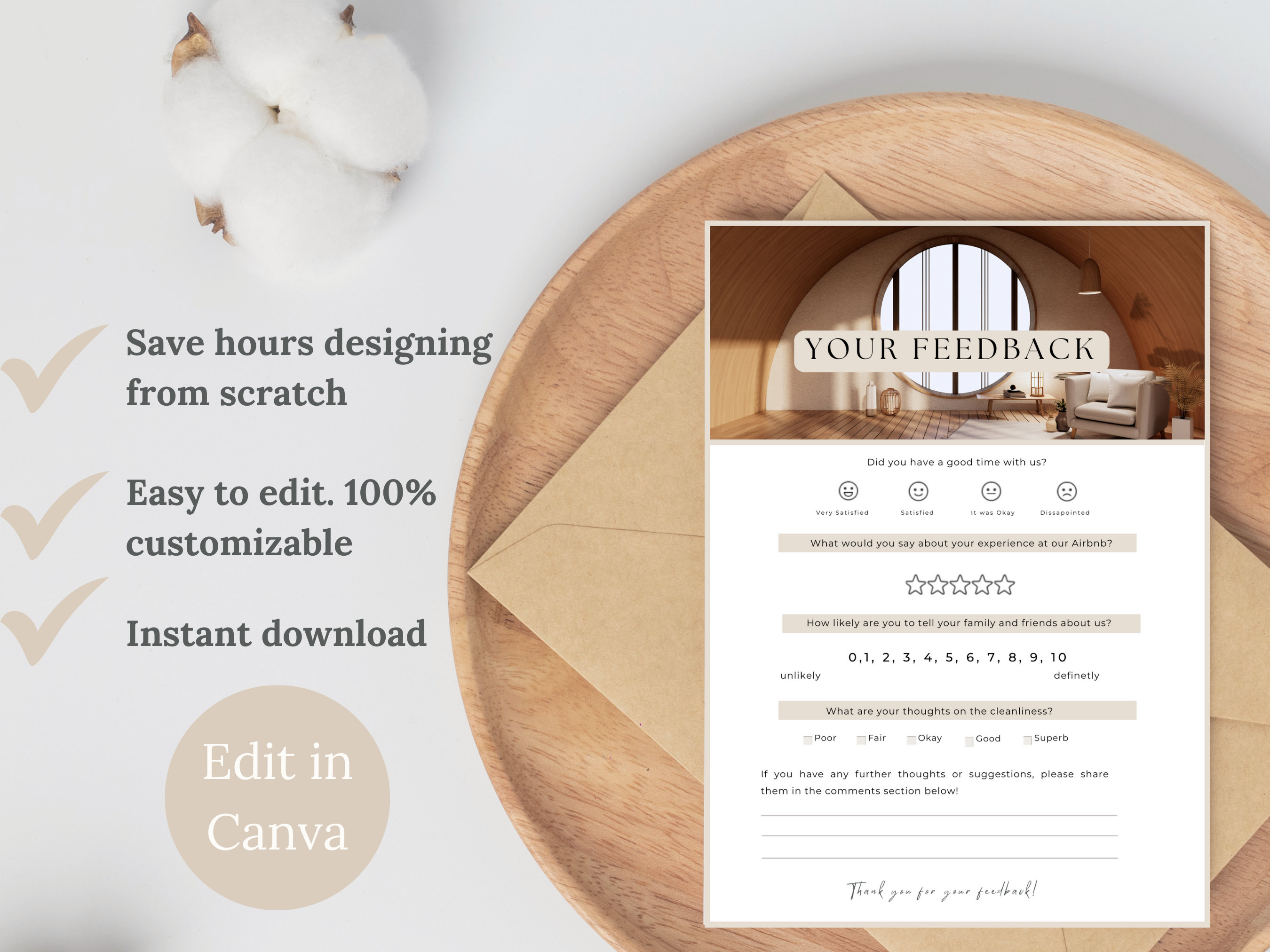 Guest Feedback Form Template for Airbnb, Guest Comment Form, Feedback ...