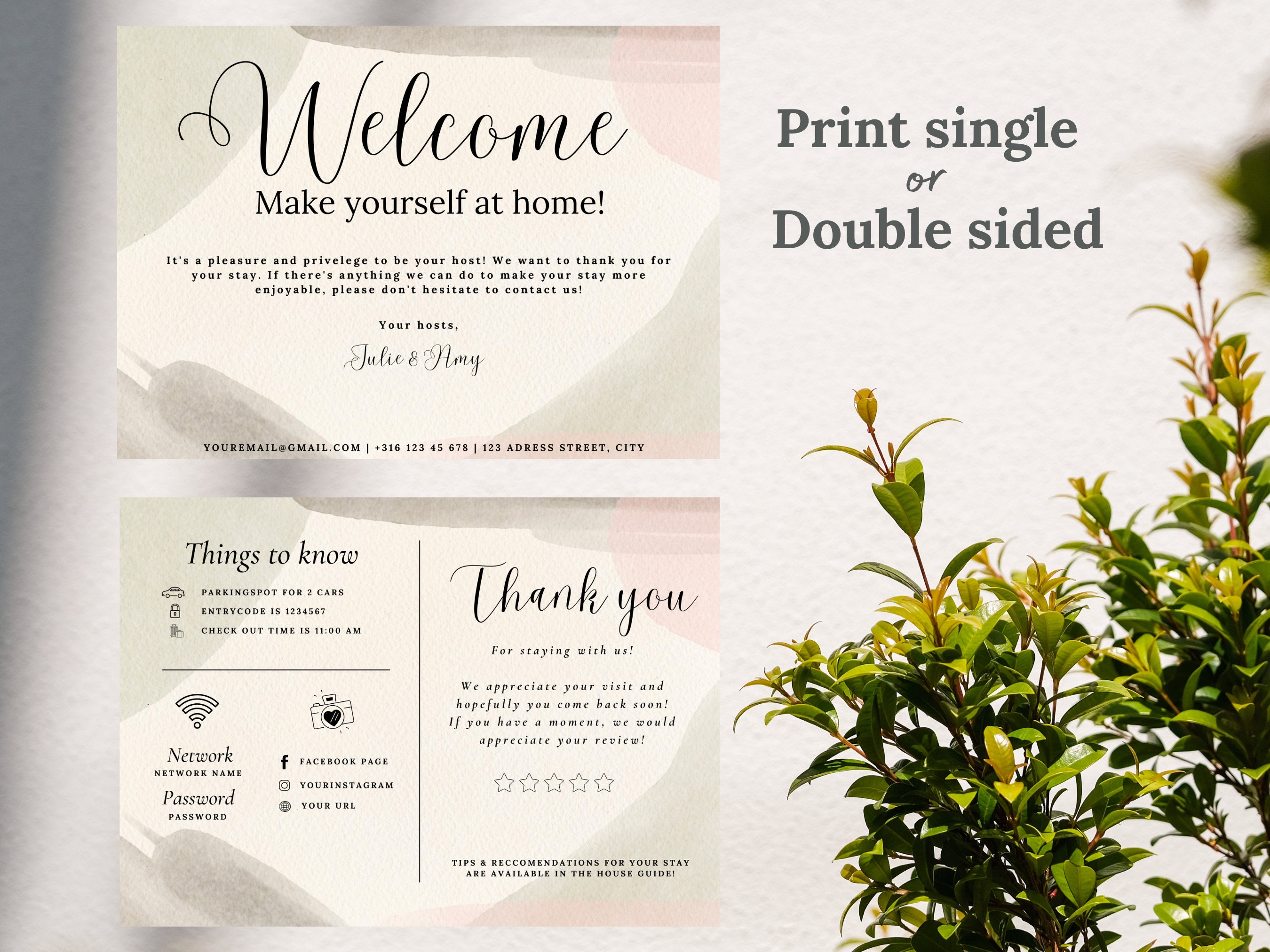 Welcome Card Template for Airbnb, Short Term Rental Homes, Thank You ...