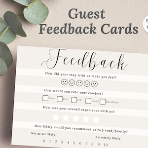 Feedback Card Template for Airbnb, Guest Comment Card, Feedback Form Guest, Suggestions Card, Printable Comment Card, Thank you for staying