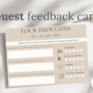Airbnb Comment Card | Feedback Form Guest | Airbnb Feedback Card | Suggestions Card | VRBO Guest Feedback Card | Printable Comment Card