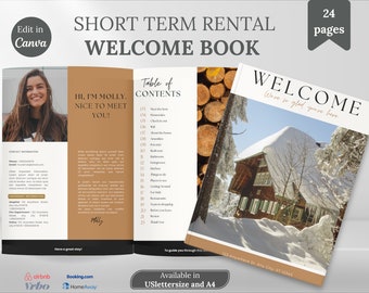 Welcome Book Template Cabin, Vacation Rental Guest Book, Welcome Book Template Forest, Short Term Rental Guide book mountain, Forest House