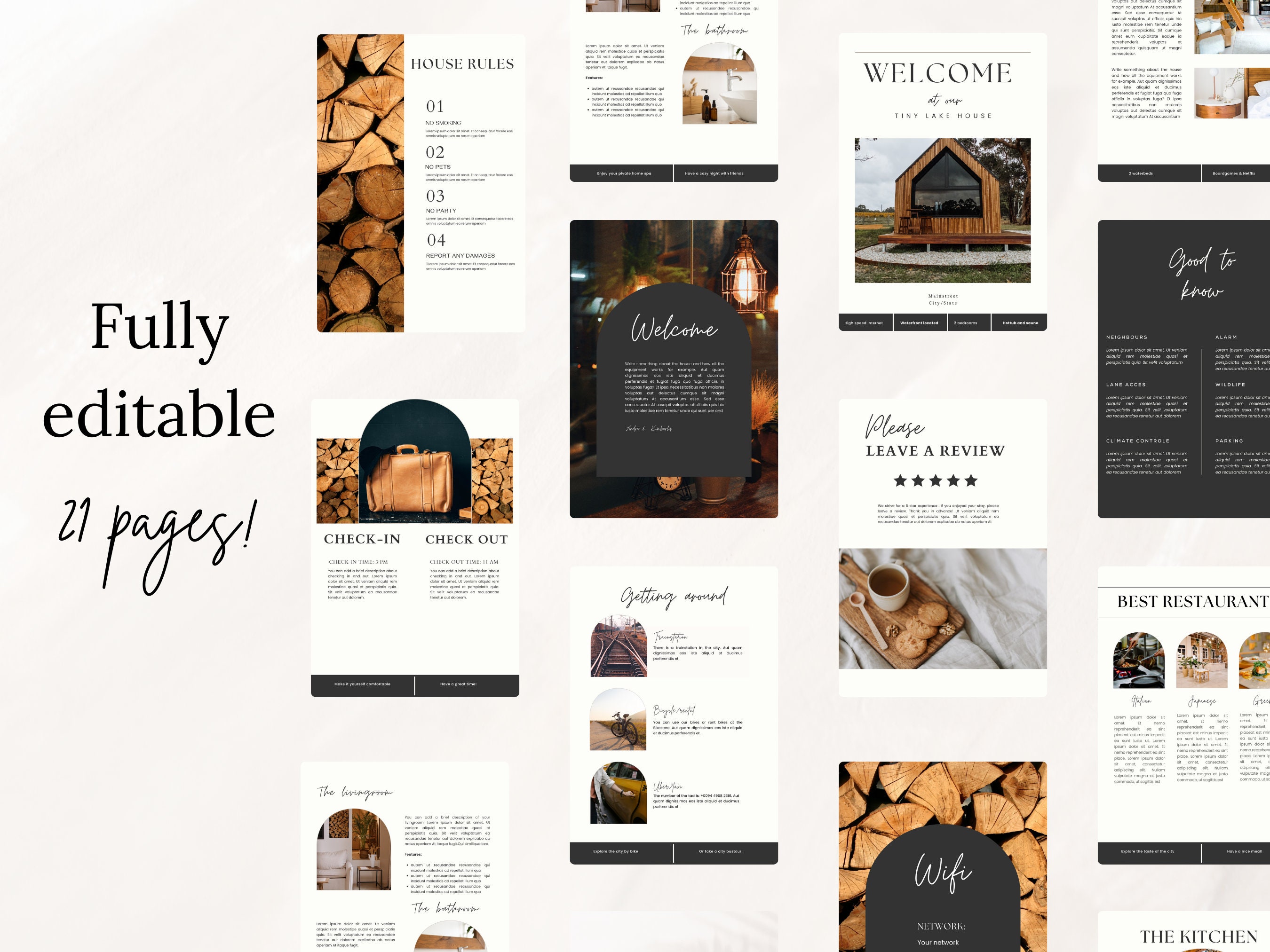 Modern Airbnb Cabin Welcome Book, Rustic Forest Cabin Guestbook, VRBO ...