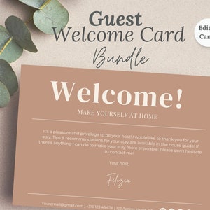 Modello di cartello di benvenuto Airbnb, biglietto di ringraziamento per aver soggiornato, biglietto di ringraziamento dall'host, tessera Wi-Fi, pacchetto host Airbnb, modello di biglietto di feedback