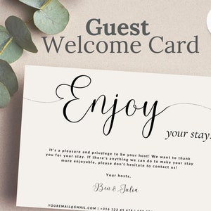 Welcome Card for Airbnb Short Term Rental Homes, Thank you for Staying Card for Guest, Thank You Card from Host, Hotel Guest Card, Wifi Card
