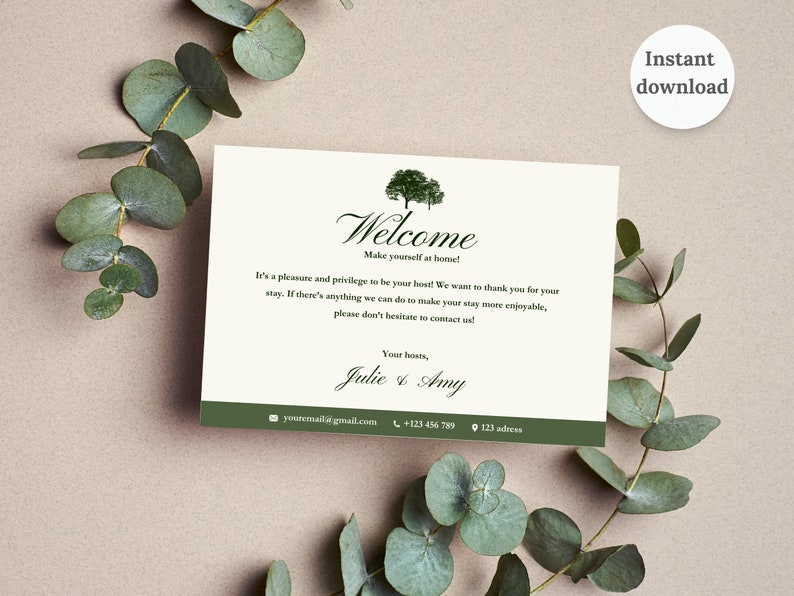 Welcome Card Canva Template for Airbnb, Thank You for Staying Card for ...