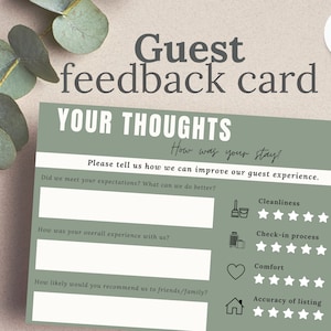 Airbnb Comment Card | Feedback Form Guest | Airbnb Feedback Card | Suggestions Card | VRBO Guest Feedback Card | Printable Comment Card |