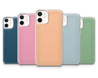 Solid Phone Case Pastel Art Cover for iPhone 17Pro, 16, 15, 14, 13, 12, Samsung S25, S24, S23FE, S22, A16, A26, A56, Pixel 10, 9