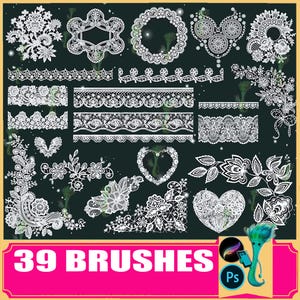 Lace Brush Set: Rococo Border Pattern for Procreate & Photoshop (39 Brushes)