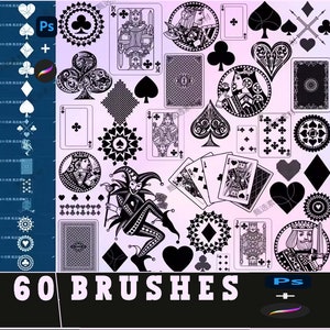 procreate pędzle karty do gry asy kiery pik karo, pędzle photoshop, Digital Stamp Casino, karty do gry diament