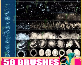 procreate brushes, nebula starry, sky galaxy, sky stars, starlight planet, universe, photoshop brushe