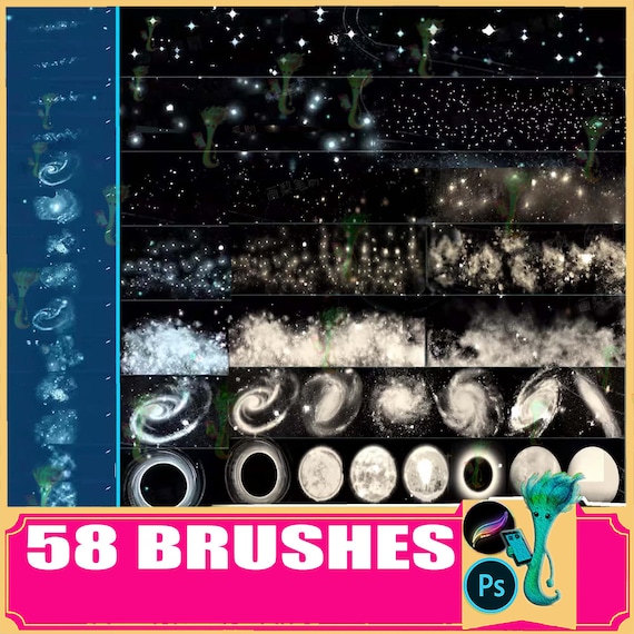procreate brushes, nebula starry, sky galaxy, sky stars, starlight planet, universe, photoshop brushe