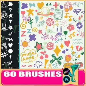 voortplanten borstel ps borstel basic schattig graffiti decoratieve elementen handgeschilderd cartoon handboek watermerk patroon, photoshop