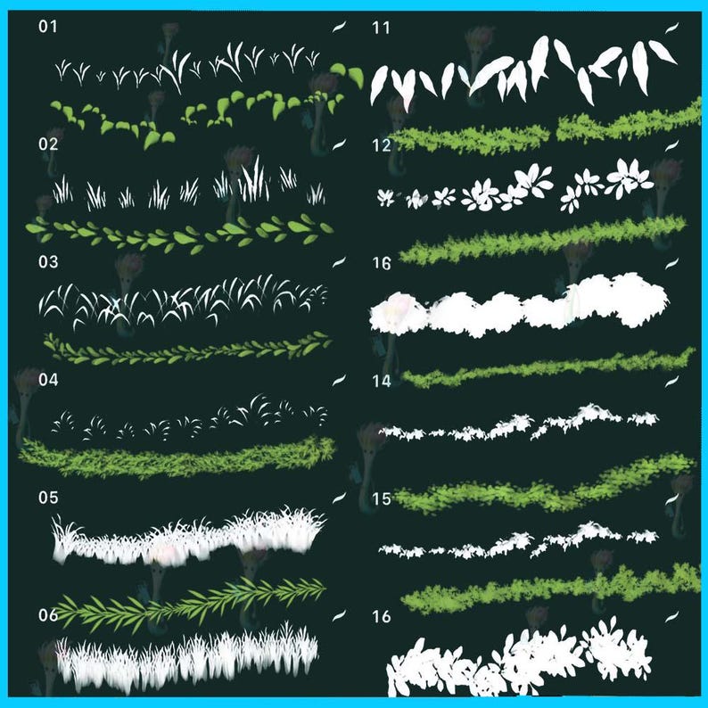 Nature Brush Set for Procreate & Photoshop: Grass Brushes - Etsy