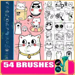 procreate brush ps brush cute hand-painted cat cat paw handbook decorative pattern watermark avatar paw, photoshop brushes