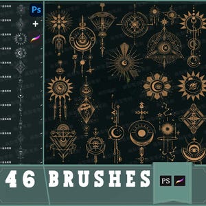 procreate brush ps brush galaxy pattern tattoo tattoo star moon watermark constellation magic embellishment, photoshop brushes