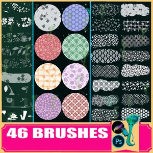 Pinceles con motivos florales para Procreate y Photoshop (46)